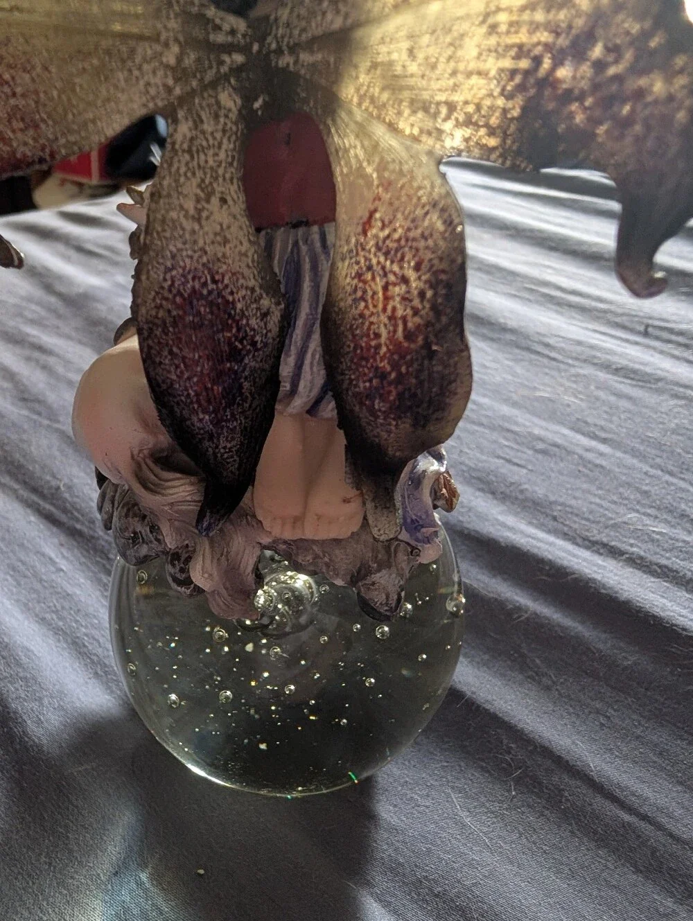 Enchanted Fairy & Baby Unicorn Figurine on Crystal Orb Base